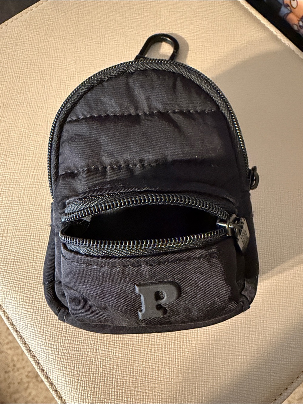 PINK Victoria's Secret Black Quilted Mini Backpack Keychain